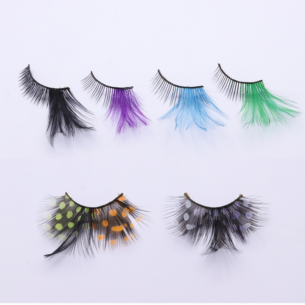 Crazy Design Party Style False Eye Lashes Colorful Feather Eyelashes