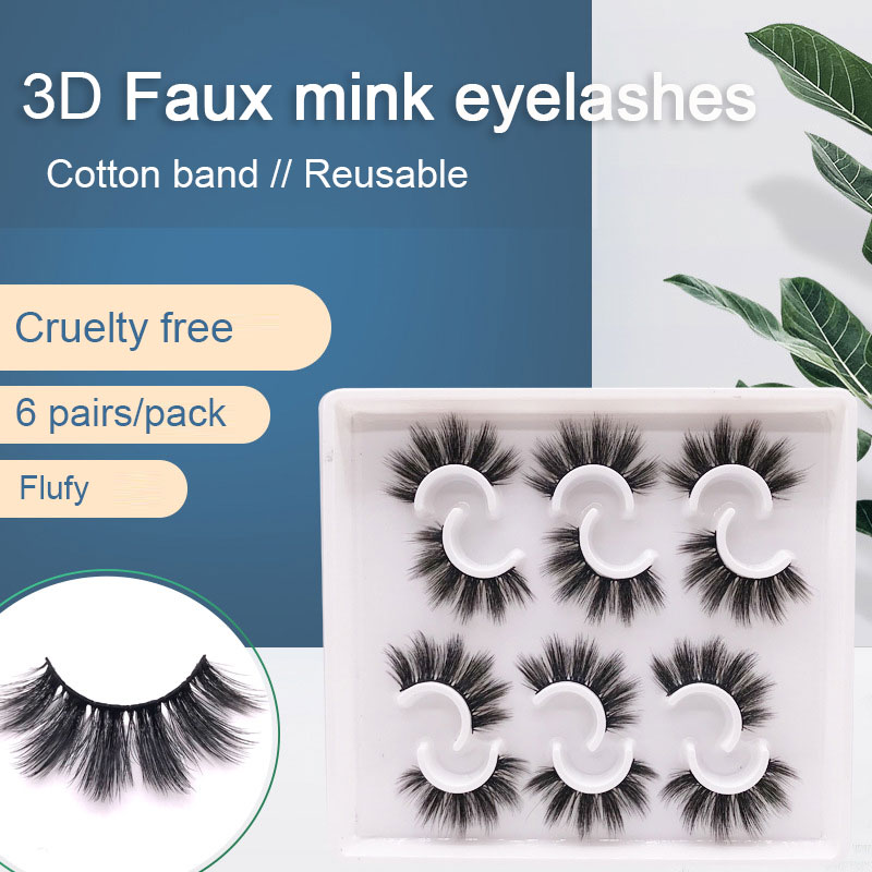 Faux mink eyelashes 6 pairs per pack fashion style false eyelash