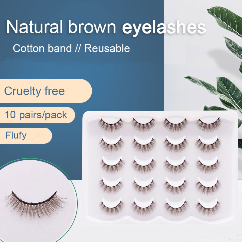10pairs pack brown natural eyelashes wholesale fluffy false eyelashes