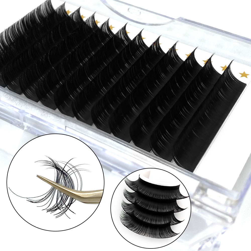 Private Label Individual faux Mink Eyelash Extension D curl volume Lashes tray