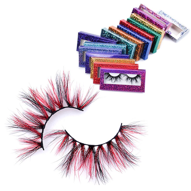 Wholesale bulk 25mm colored 3D mink eyelashes private label OEM good quality natural lashes