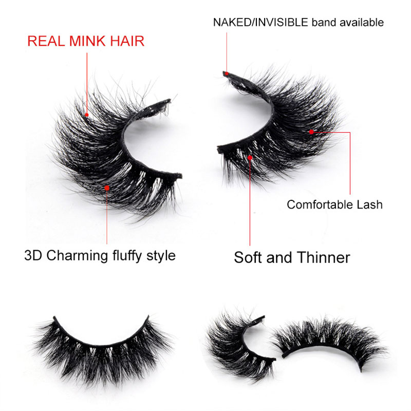 Beauty Manufacture Custom Soft Band 3d mink eyelashes with custom packaging